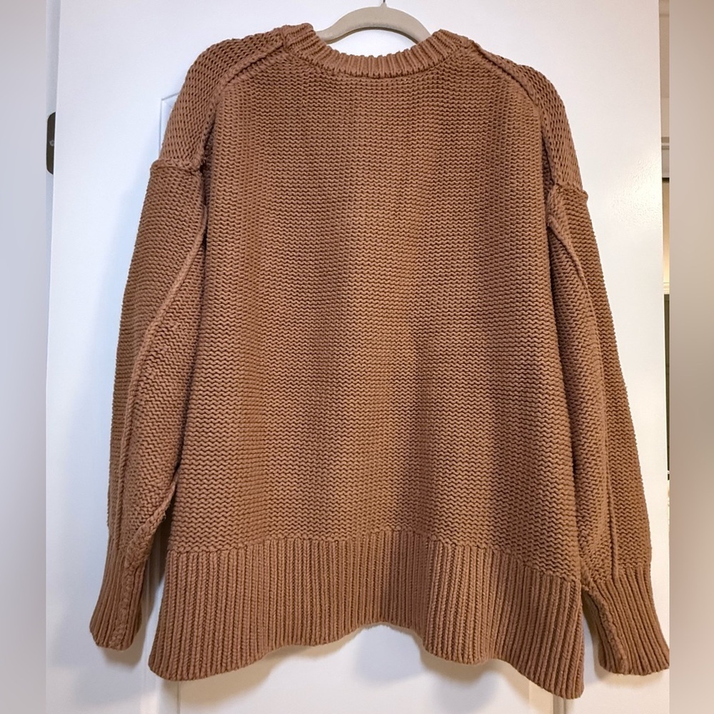 Free People Alli Cotton-Blend Oversized V-Neck Sweater size XS - Picture 2 of 8